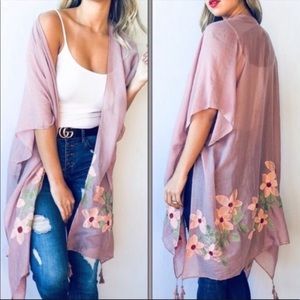 Mauve Sheet Floral Kimono